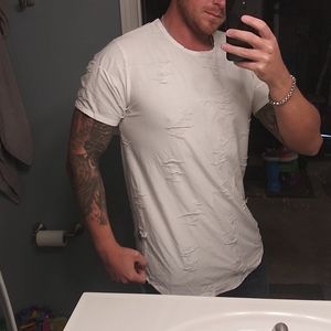 Rustic dime distressed white t shirt